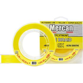 Mercan Pe Örgü Platinum X9 150 mt - 0.35 mm Sarı Makara Misina İp
