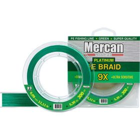 Mercan Pe Örgü Platinum X9 300 mt 0.09 mm Yeşil Makara Misina İp