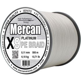 Mercan Pe Örgü Platinum X9 İp 0.11 mm - 500 mt Beyaz Misina