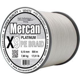Mercan Pe Örgü Platinum X9 İp 0.13 mm - 500 mt Beyaz Misina