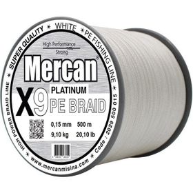 Mercan Pe Örgü Platinum X9 İp 0.15 mm - 500 mt Beyaz Misina
