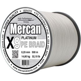Mercan Pe Örgü Platinum X9 İp 0.23 mm - 500 mt Beyaz Misina