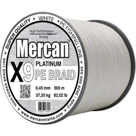 Mercan Pe Örgü Platinum X9 İp 0.45 mm - 500 mt Beyaz Misina