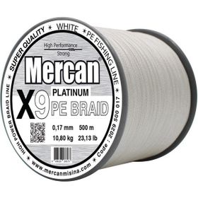 Mercan Pe Örgü Platinum X9 İp 0,17 mm - 500 m Beyaz Misina
