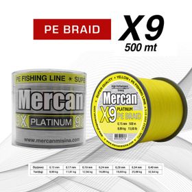 Mercan Pe Örgü Platinum X9 İp 500 m Sarı Misina