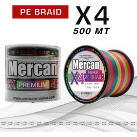 Mercan PE Örgü Premium 4X İp 0.16 mm - 500 mt Multi Colour Misina