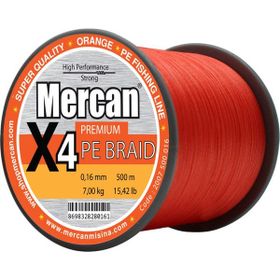 Mercan PE Örgü Premium 4X İp 0.16 mm - 500 mt Turuncu Misina