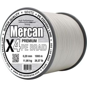 Mercan Pe Örgü Premium 4X İp 0.20 mm - 1000 mt Beyaz Misina