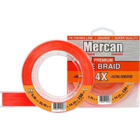Mercan PE Örgü Premium 4X İp 0.28 mm - 150 mt Turuncu Makara Misina
