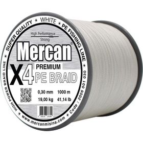 Mercan PE Örgü Premium 4X İp 0.30 mm - 1000 mt Beyaz Misina