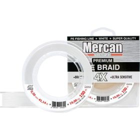 Mercan PE Örgü Premium 4X İp 0.30 mm - 150 mt Beyaz Makara Misina