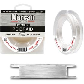Mercan PE Örgü Premium 4X İp 0.33 mm - 150 mt Beyaz Makara Misina