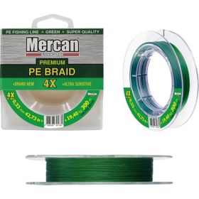 Mercan Pe Örgü Premium 4X İp 0.33 mm - 300 mt Yeşil Misina