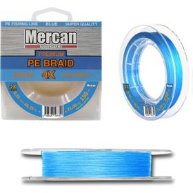Mercan PE Örgü Premium 4X İp 0.35 mm - 150 mt Mavi Makara Misina