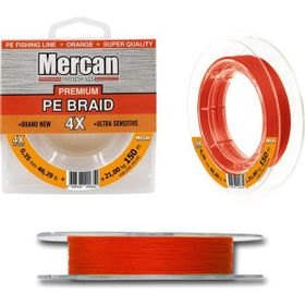 Mercan PE Örgü Premium 4X İp 0.35 mm - 150 mt Turuncu Makara Misina