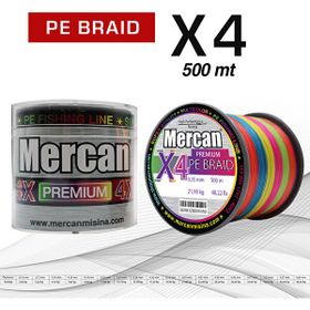 Mercan PE Örgü Premium 4X İp 0.35 mm - 500 mt Multi Colour Misina
