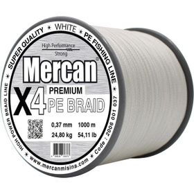 Mercan PE Örgü Premium 4X İp 0.37 mm - 1000 mt Beyaz Misina