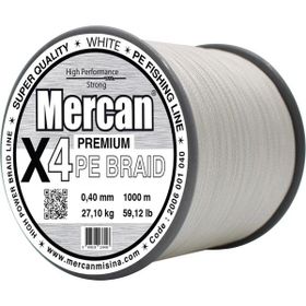 Mercan PE Örgü Premium 4X İp 0.40 mm - 1000 mt Beyaz Misina