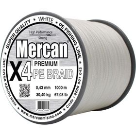 Mercan PE Örgü Premium 4X İp 0.43 mm - 1000 mt Beyaz Misina
