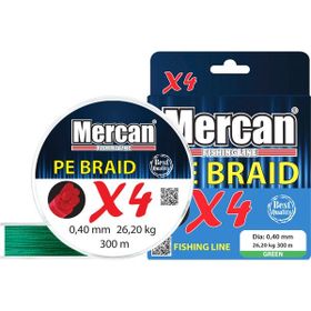 Mercan Pe Örgü Premium X4 300 mt 0.40 mm Yeşil Misina İp