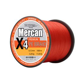 Mercan Pe Örgü Premium X4 İp 1000 mt Turuncu Misina