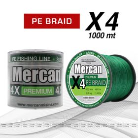 Mercan Pe Örgü Premium X4 İp 1000 mt Yeşil Misina