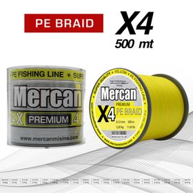 Mercan Pe Örgü Premium X4 İp 500 mt Sarı Misina