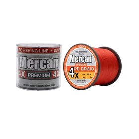 Mercan Pe Örgü Premium X4 İp 500 mt Turuncu Misina