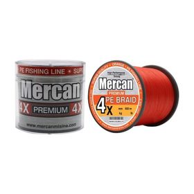Mercan Pe Örgü Premium X4 İp 500 mt Turuncu Misina