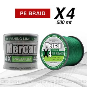 Mercan Pe Örgü Premium X4 İp 500 mt Yeşil Misina