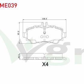 Mercedes A Class W169 2005/2008 116.8x63.8x18 Ön Fren Balatası
