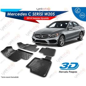 Mercedes W205 2014 Siyah 3D Havuzlu Paspas