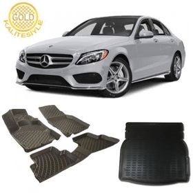 Mercedes W205 2014 Siyah 3D Havuzlu Paspas