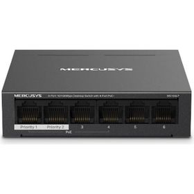 Mercusys MS106LP 4 Port 10-100 MBPS PoE+ 2 Port 10-100 MBPS Uplink Metal Kasa Switch