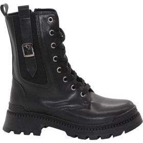MergenShoes 3084 Siyah Fermuarlı Bağcıklı Kadın Bot