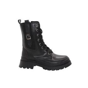 MergenShoes 3084 Siyah Fermuarlı Bağcıklı Kadın Bot