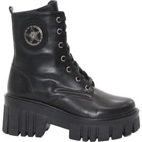 MergenShoes 3086 Siyah Fermuarlı Bağcıklı Kadın Bot