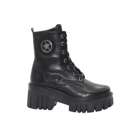MergenShoes 3086 Siyah Fermuarlı Bağcıklı Kadın Bot
