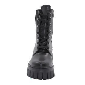 MergenShoes 3087 Siyah Fermuarlı Bağcıklı Kadın Bot