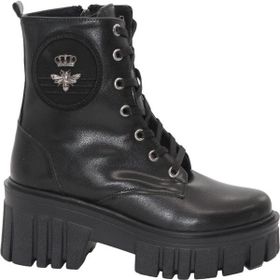 MergenShoes 3088 Siyah Fermuarlı Bağcıklı Kadın Bot
