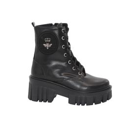 MergenShoes 3088 Siyah Fermuarlı Bağcıklı Kadın Bot