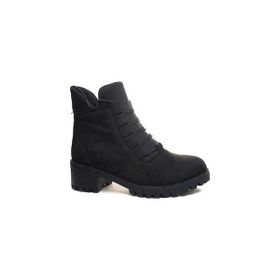 MergenShoes BF088 Siyah Süet Bağcıklı Kadın Bot