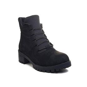 MergenShoes BF088 Siyah Süet Bağcıklı Kadın Bot