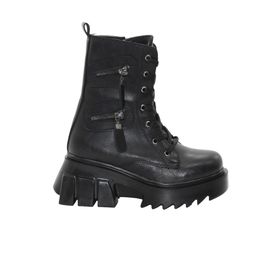 MergenShoes BF182 Siyah Bağcıklı Fermuarlı Kadın Bot
