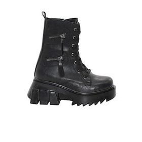 MergenShoes BF182 Siyah Bağcıklı Fermuarlı Kadın Bot