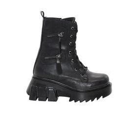 MergenShoes BF182 Siyah Bağcıklı Fermuarlı Kadın Bot