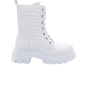 MergenShoes BF183 Beyaz Bağcıklı Fermuarlı Kadın Bot