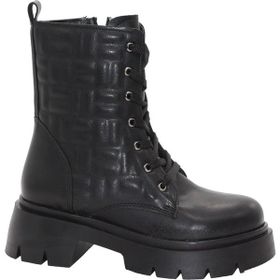 MergenShoes BF183 Siyah Bağcıklı Fermuarlı Kadın Bot