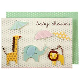 Meri Meri Animals Umbrellas Card Şemsiyeli Hayvanlar Tebrik Kartı