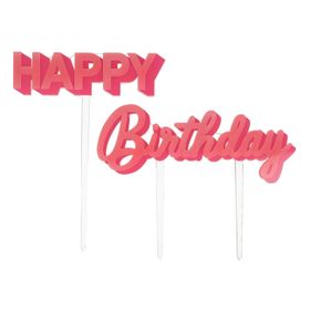 Meri Meri Happy Birthday Pembe Akrilik Pasta Süsü